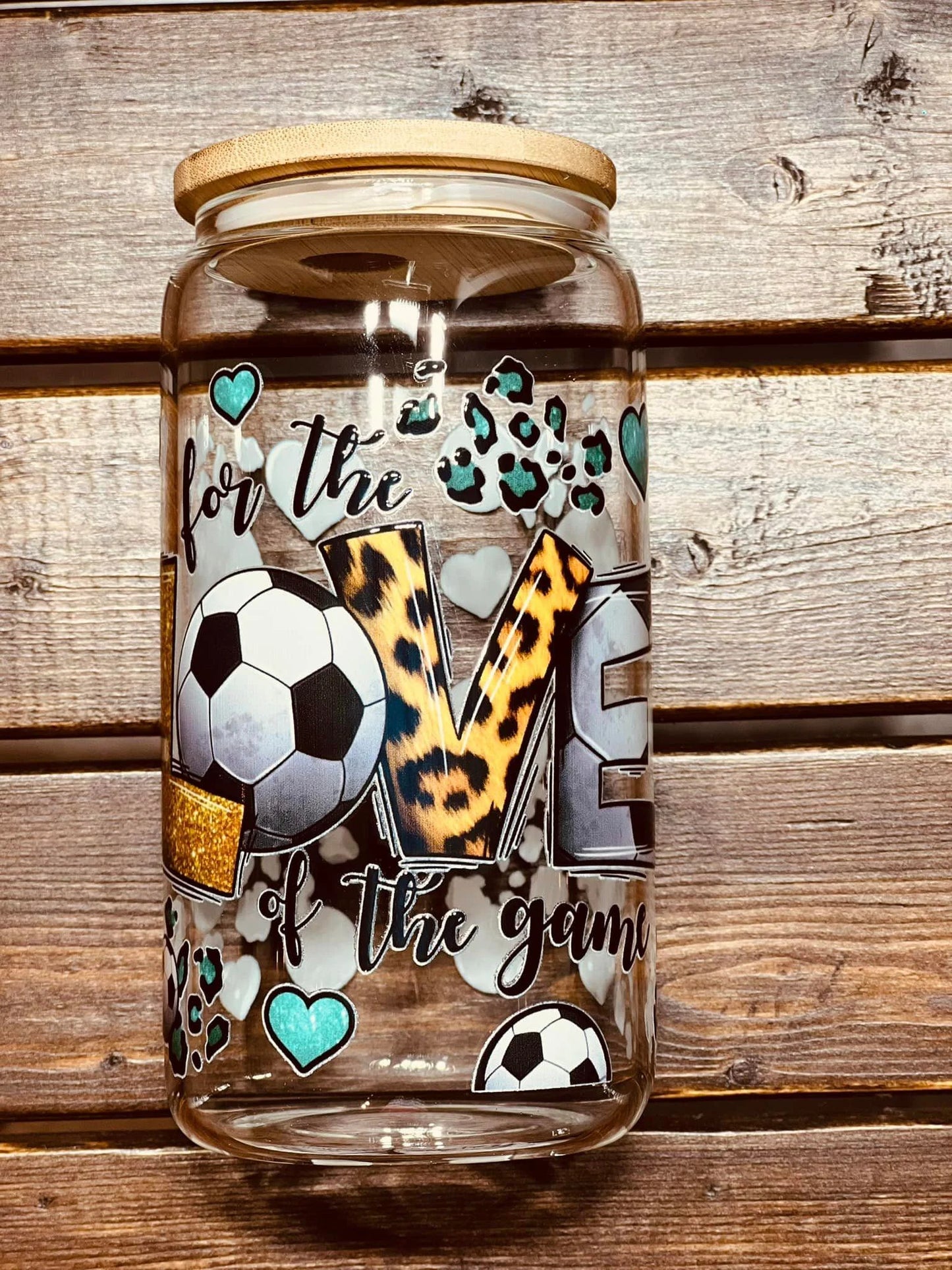 16 ounce Glass Soccer Cup Tumbler