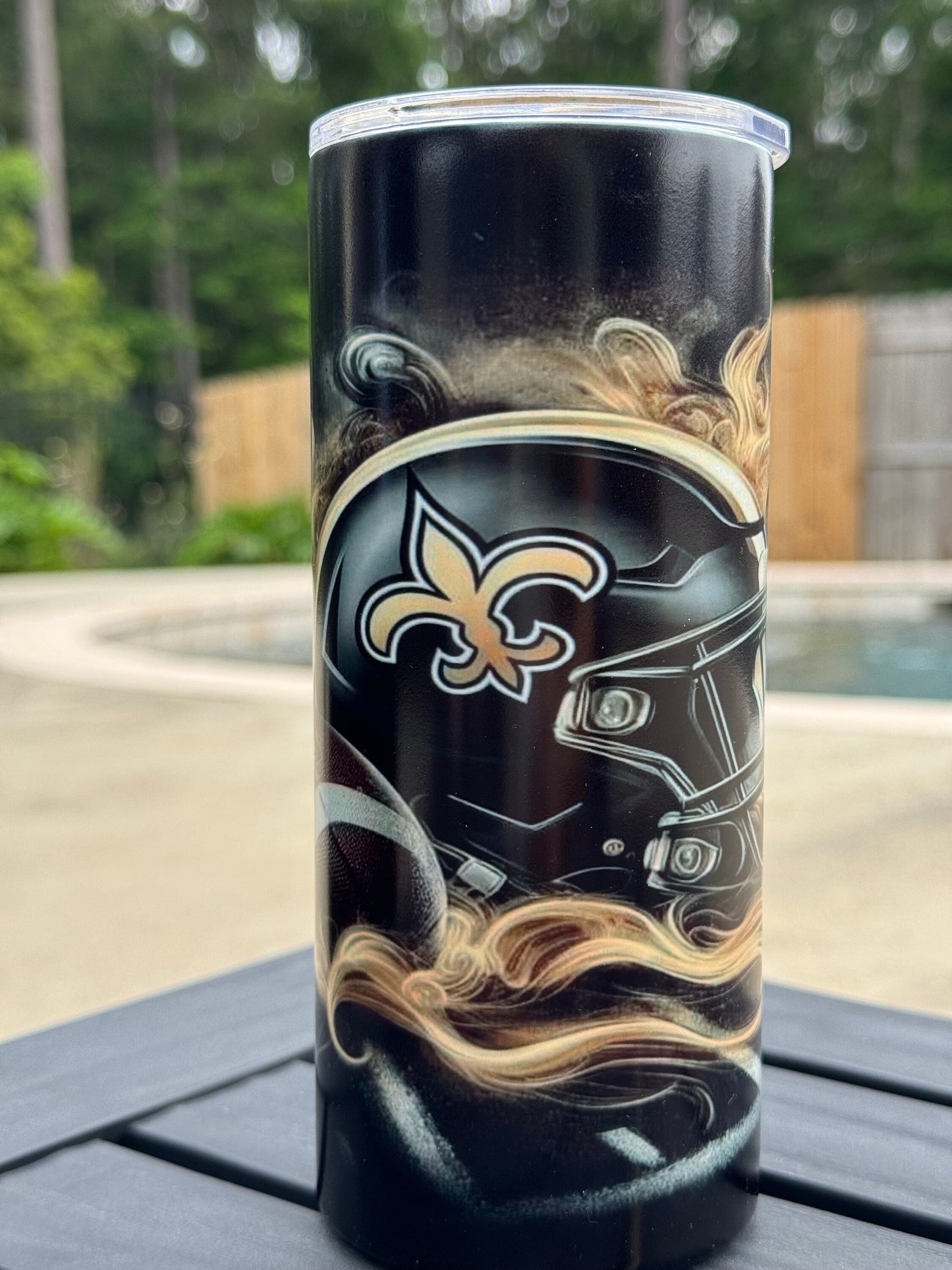 15 ounce Glow New Orleans Football Cup Tumbler Stainless Insulated