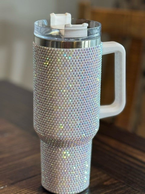 40 ounce Rhinestone Cup Tumbler White