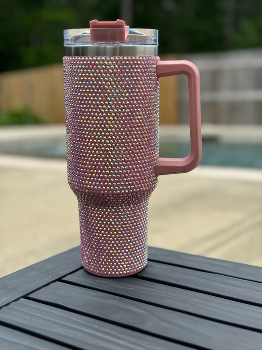 40 ounce Rhinestone Cup Tumbler pink