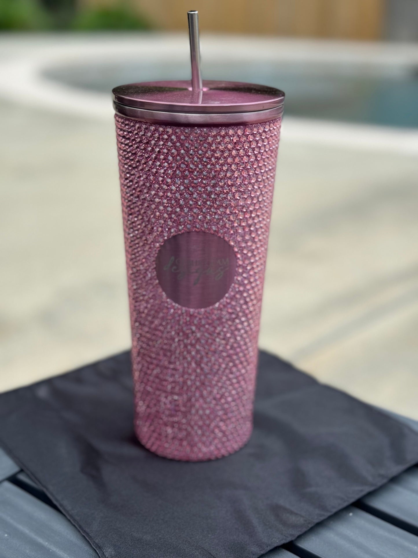 17 ounce Rhinestone Cup Tumbler pink Geaux Glam Designs