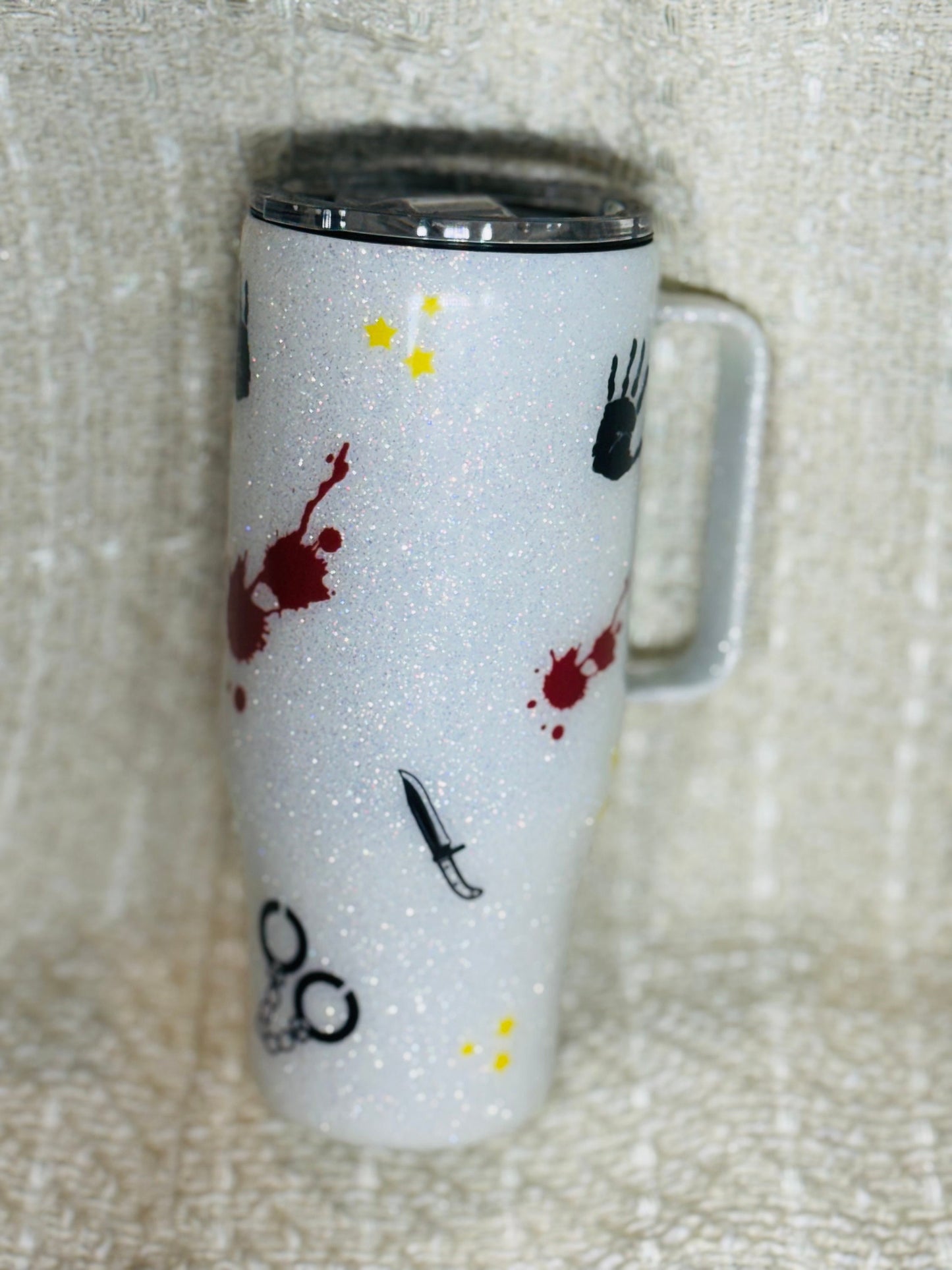 24 ounce Cup Tumbler with Handle Stainless Insulated True Crime